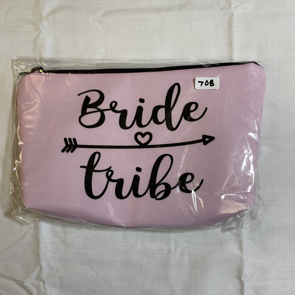 The Pouch Bride Tribe Makeup Bag Pink NWT Canvas Wedding Multi-use